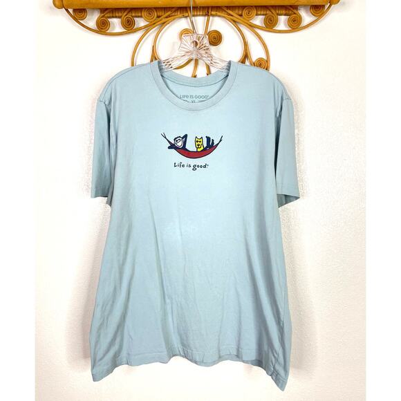 LIFE IS GOOD MEN TEE JAKE&ROCKET "HAMMOCK" t-shirt blue XL - Picture 1 of 5